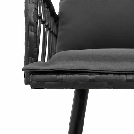 Trädgårdsmöbelset med kudde 2 pcs Svart konstrotting
