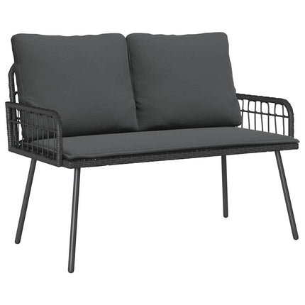 Trädgårdsmöbelset med kudde 2 pcs Svart konstrotting