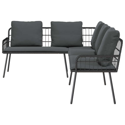 Trädgårdsoffset med kudde 2 pcs Svart konstrotting