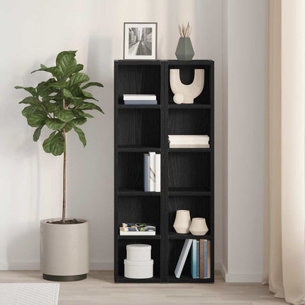 CD-skåp 2 st, svart ek 21x16x93,5 cm konstruerat trä