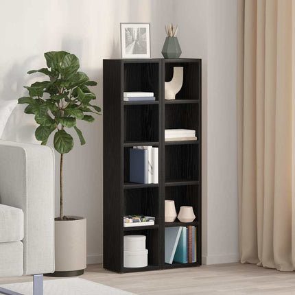 CD-skåp 2 st, svart ek 21x16x93,5 cm konstruerat trä