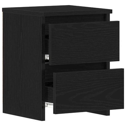 Nattduksbord 2 pcs Svart Ek 30 x 30 x 40 cm Konstruerat trä