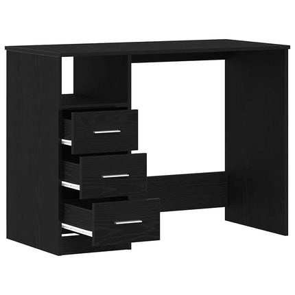 Skrivbord med lådor svart ek 102x50x76 cm konstruerat trä