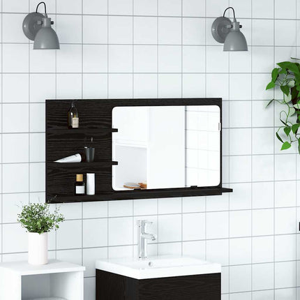 Badrumsspegelskåp svart ek 90x11x45 cm konstruerat trä