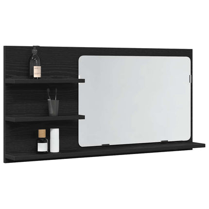 Badrumsspegelskåp svart ek 90x11x45 cm konstruerat trä