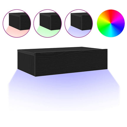 TV-skåp med LED-lampor svart ek 60x35x15,5 cm