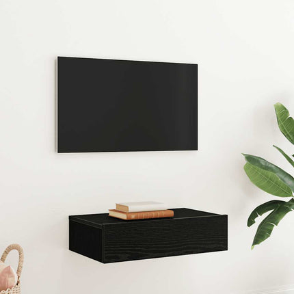 TV-skåp med LED-lampor svart ek 60x35x15,5 cm