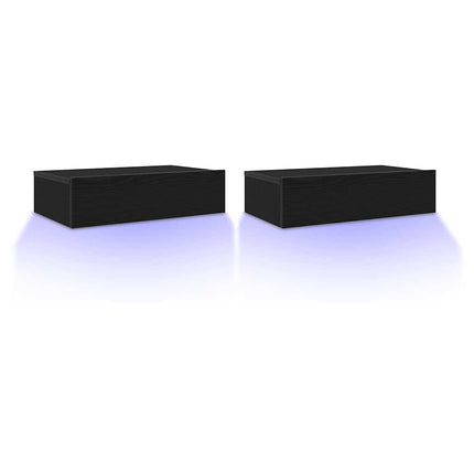 TV-skåp med LED-lampor 2 st svart ek 60x35x15,5 cm