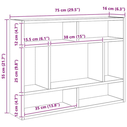 Vägghylla artisan ek 75x16x55 cm konstruerat trä