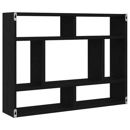 Vägghylla svart ek 75x16x55 cm konstruerat trä