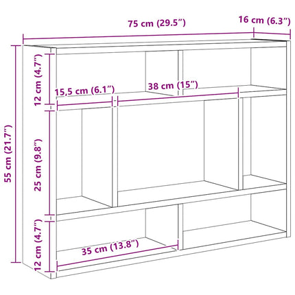 Vägghylla svart ek 75x16x55 cm konstruerat trä