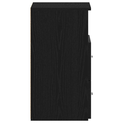 Nattduksbord med låda Svart Ek 50 x 32 x 60 cm Konstruerat trä