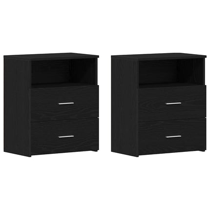 Nattduksbord 2 pcs Svart Ek 50 x 32 x 60 cm Konstruerat trä
