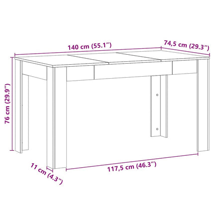 Matbord Svart ek 140 x 74,5 x 76 cm Konstruerat trä
