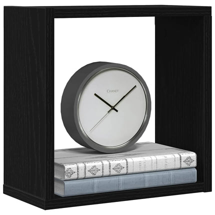 Vägghylla kubformad 2 st svart ek 30x15x30 cm konstruerat trä