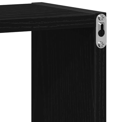 Vägghylla kubformad 2 st svart ek 30x15x30 cm konstruerat trä