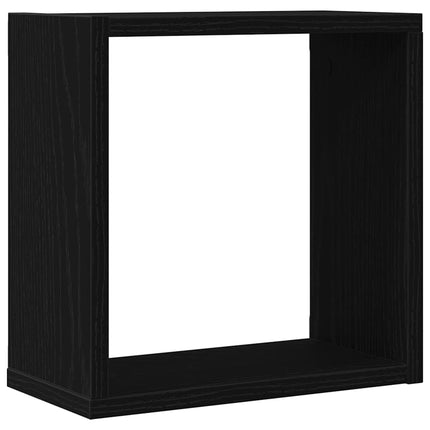 Vägghylla kubformad 4 st svart ek 30x15x30 cm konstruerat trä