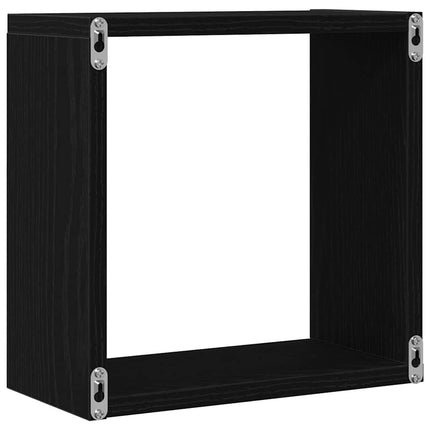 Vägghylla kubformad 4 st svart ek 30x15x30 cm konstruerat trä
