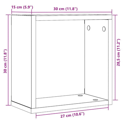 Vägghylla kubformad 6 st svart ek 30x15x30 cm konstruerat trä