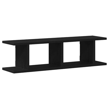 Vägghyllor 2 st svart ek 75x18x20 cm konstruerat trä