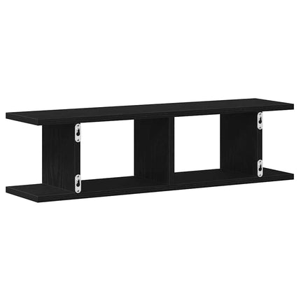 Vägghyllor 2 st svart ek 75x18x20 cm konstruerat trä