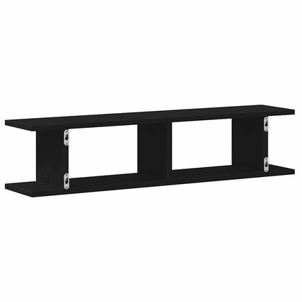 Vägghyllor 2 st svart ek 90x18x20 cm konstruerat trä