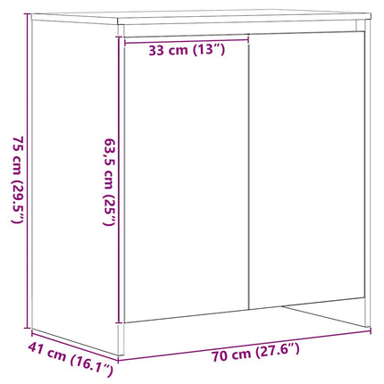 Skänk svart ek 70x41x75 cm konstruerat trä