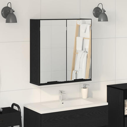 Spegelskåp med hylla Svart Ek 64 x 20 x 67 cm Konstruerat trä