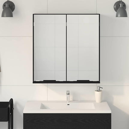 Spegelskåp med hylla Svart Ek 64 x 20 x 67 cm Konstruerat trä