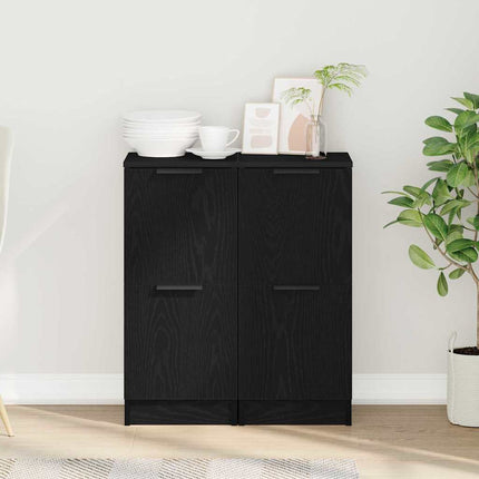 Sideboard 2 st Svart Ek 30 x 30 x 70 cm Konstruerat trä