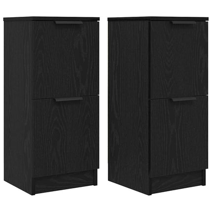 Sideboard 2 st Svart Ek 30 x 30 x 70 cm Konstruerat trä