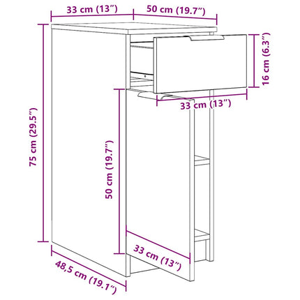 Kontorsskåp Svart Ek 33 x 50 x 75 cm Konstruerat trä