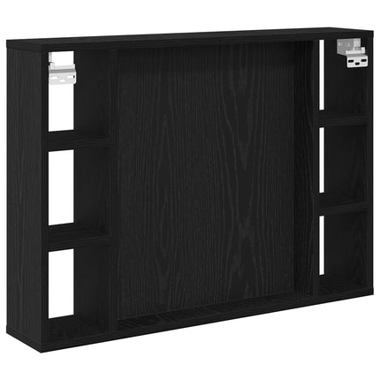 Spegelskåp med hylla Svart Ek 76 x 15 x 55 cm Konstruerat trä