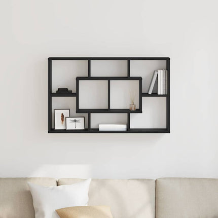 Vägg hylla med hylla Svart Ek 85 x 16 x 52,5 cm Konstruerat trä
