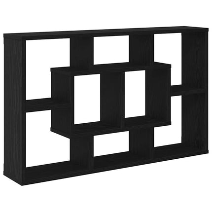 Vägg hylla med hylla Svart Ek 85 x 16 x 52,5 cm Konstruerat trä