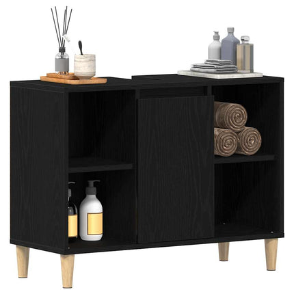 Diskbänkskåp svart ek 80x33x60 cm konstruerat trä