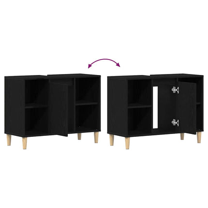 Diskbänkskåp svart ek 80x33x60 cm konstruerat trä