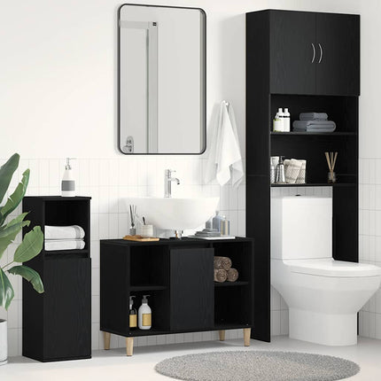 Diskbänkskåp svart ek 80x33x60 cm konstruerat trä