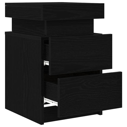 Nattduksbord 2 pcs Svart Ek 35 x 39 x 55 cm Konstruerat trä