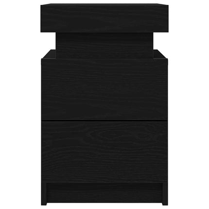 Nattduksbord 2 pcs Svart Ek 35 x 39 x 55 cm Konstruerat trä