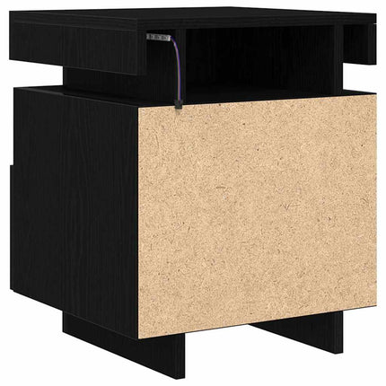 Nattduksbord 2 pcs Svart Ek 40 x 39 x 48,5 cm Konstruerat trä