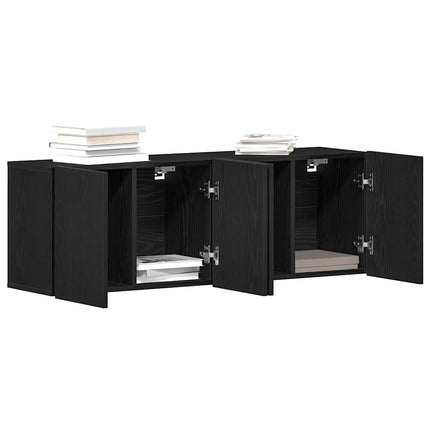 TV-skåp 2 st svart ek 120x30x41 cm parkett