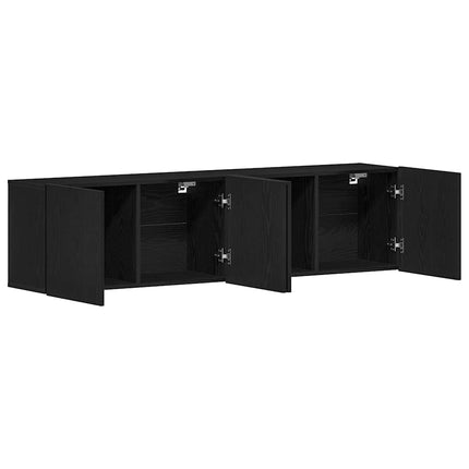 TV-skåp 2 st svart ek 160x30x41 cm konstruerat trä