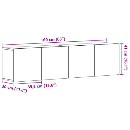 TV-skåp 2 st svart ek 160x30x41 cm konstruerat trä