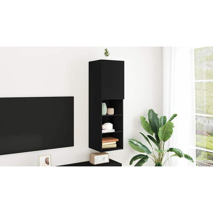 TV-bänkset 30,5 x 30 x 102 cm Svart Ek Konstruerat trä