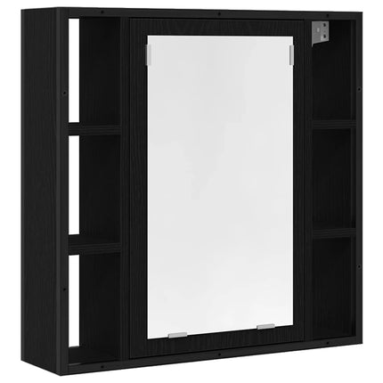 Badrumsspegelskåp svart ek 60x16x60 cm konstruerat trä