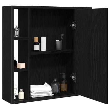 Badrumsspegelskåp svart ek 60x16x60 cm konstruerat trä