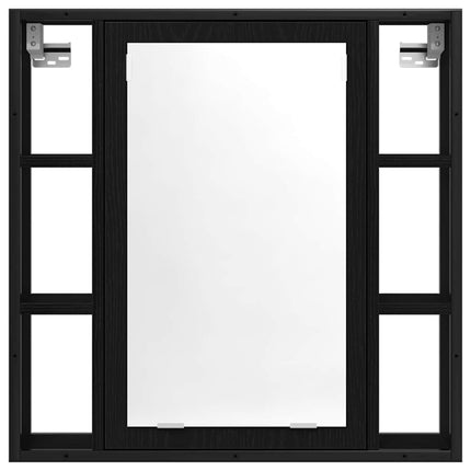 Badrumsspegelskåp svart ek 60x16x60 cm konstruerat trä