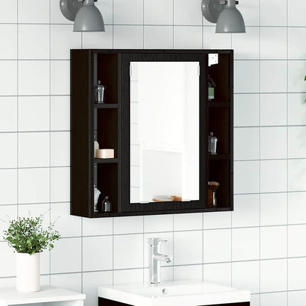 Badrumsspegelskåp svart ek 60x16x60 cm konstruerat trä
