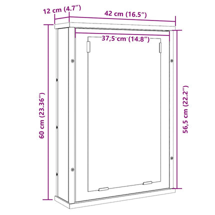 Spegelskåp för badrum åldrat trä 42x12x60 cm konstruerat trä